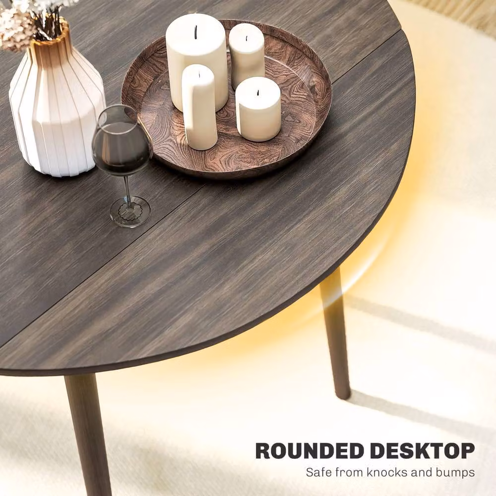 Wyld Haus Harapa Grey Wood Grain Round Drop Leaf Dining Table for 4 Adults, H 89.0 cm x W 73.5 cm – 6