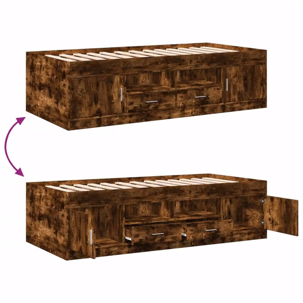 Berkfield Home Smoked Oak Daybed with Drawers in Brown, Small Single, W/D/H: 75 x 190 cm – 5