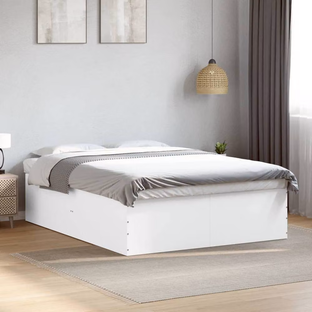 Berkfield Home Modern King Size Bed Frame in White, W/D/H: 150 x 200 x 45 cm – 2