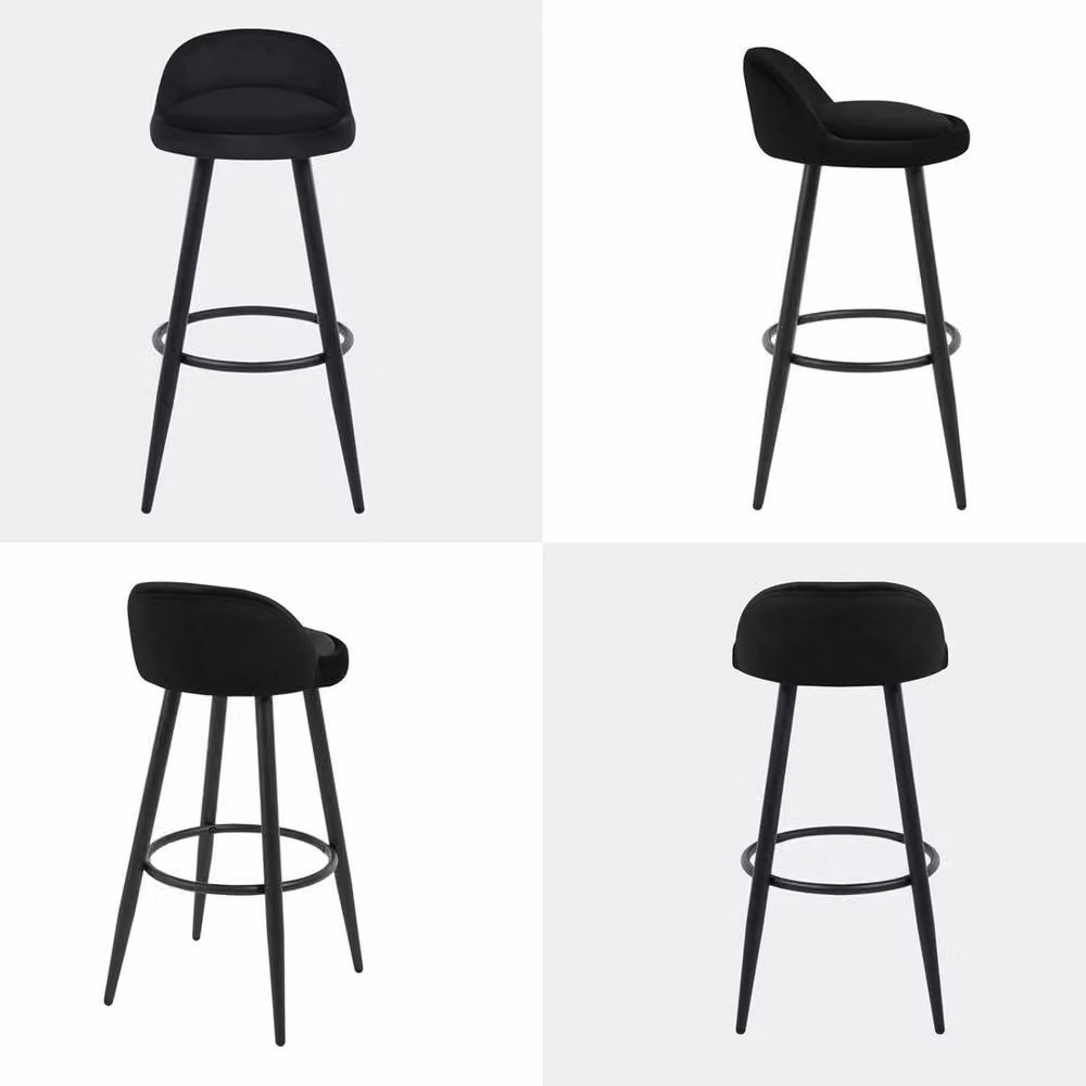 Kelvenix Tall Bar Stool in Black Velvet – 3