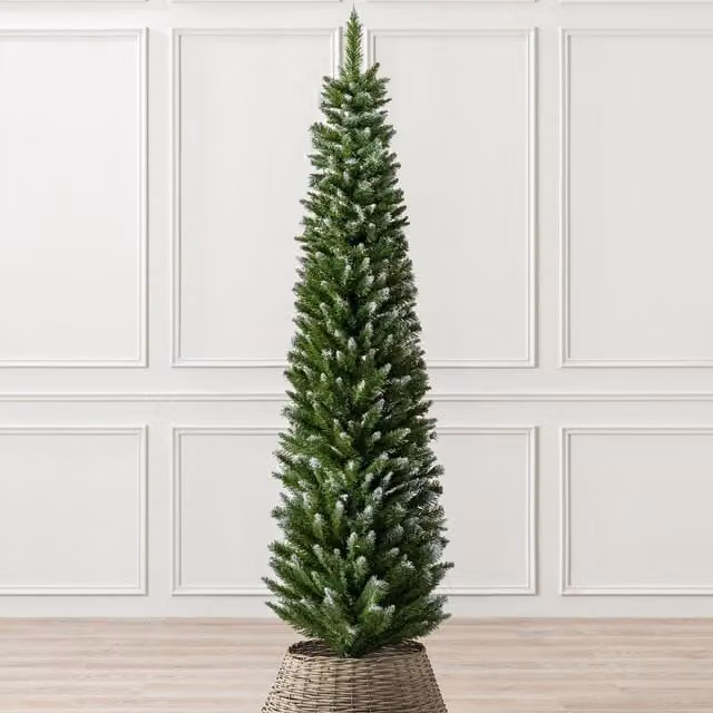 Christow Slim Artificial Frosted Corner Pencil Christmas Spruce Tree in Green – 1