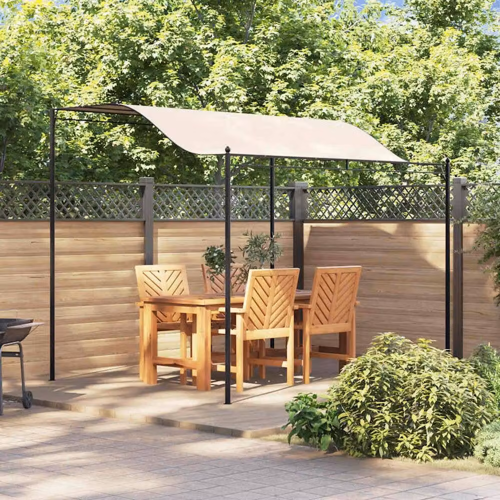 Berkfield Home Pent Gazebo in Beige and White with Steel and Polyester Construction W/D/H: 300 x 255 x 240 cm – 2