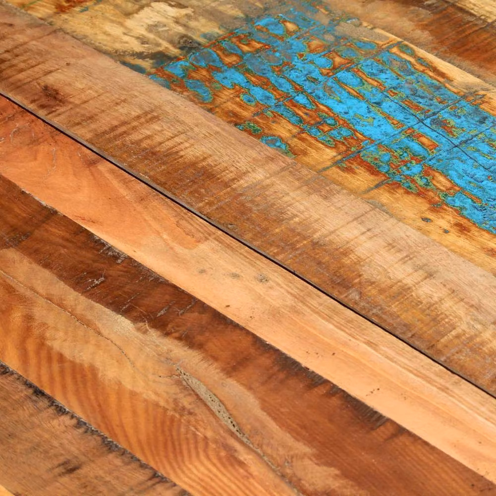 Berkfield Home Industrial Rectangular Dining Table in Multicolour Reclaimed Wood and Metal, W/D/H: 118 x 60 x 76 cm – 3