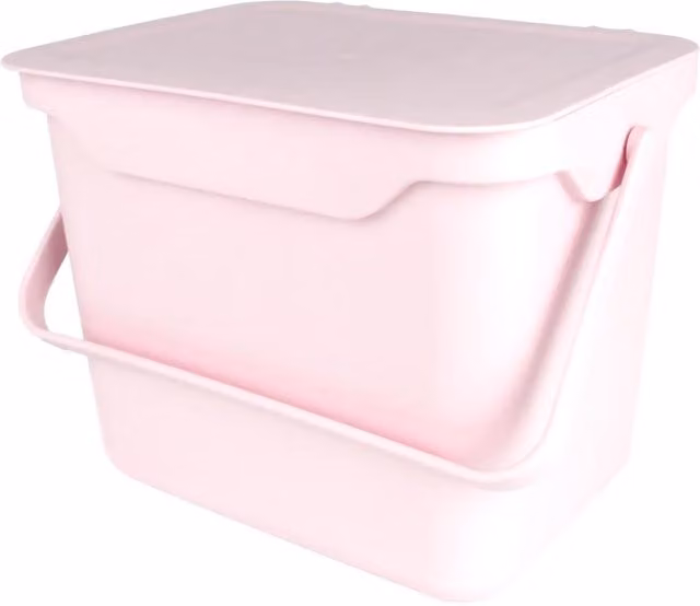 EasyEco 5l Wall-Mounted Plastic Caddy with Odour Filter and Flip Lid in Pink
