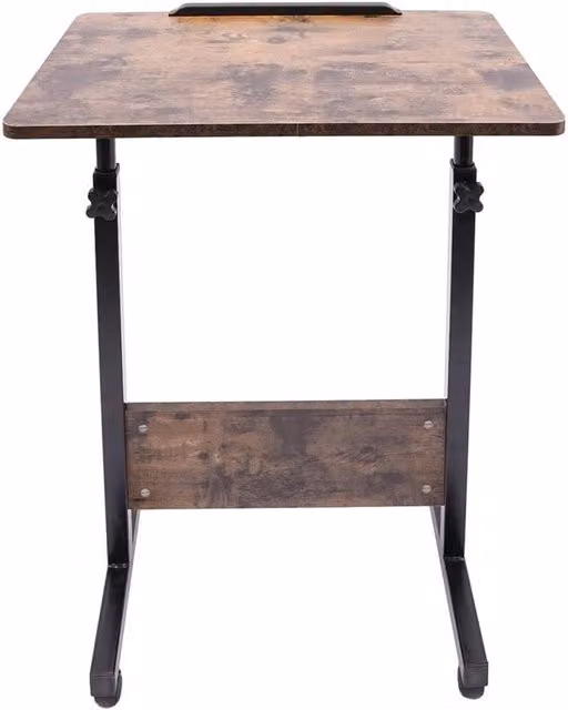 Ventryn Adjustable Rolling Laptop Stand Desk with Wheels, Brown