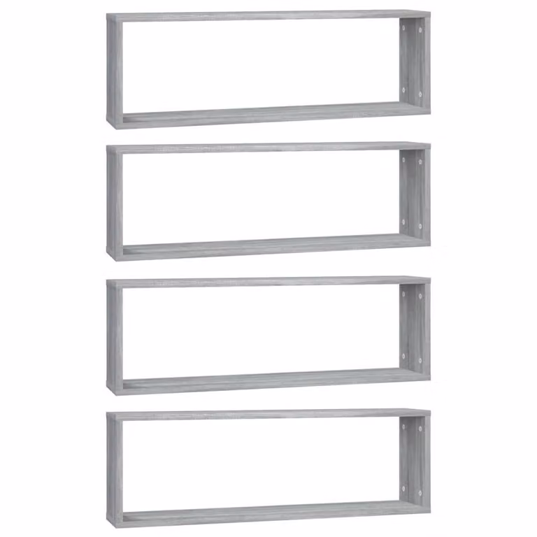 Berkfield Home Wall Mounted Cube Shelves, 4 Piece Set in Grey Sonoma, W: 80 cm, D: 26.5 cm, H: 15 cm