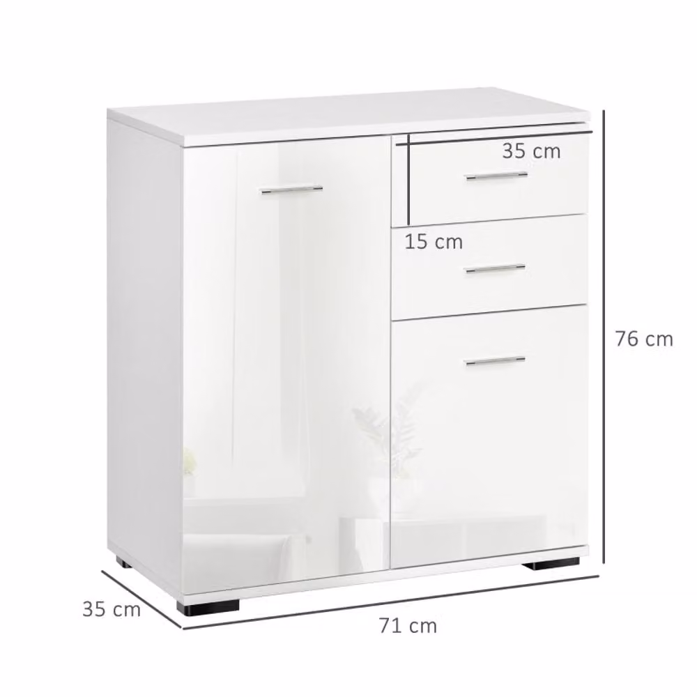 STILVORA Modern White Glossy Sideboard with Storage – 2