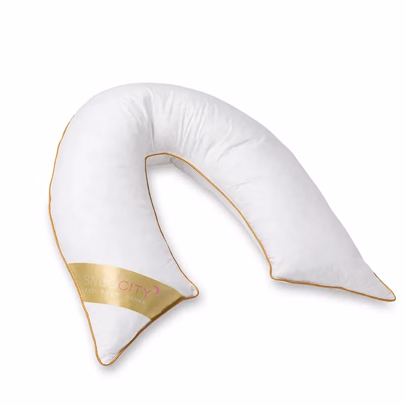 Snug City V Shape Goose Feather and Down Luxury Pillow with 100% Cotton Cover in White – 2