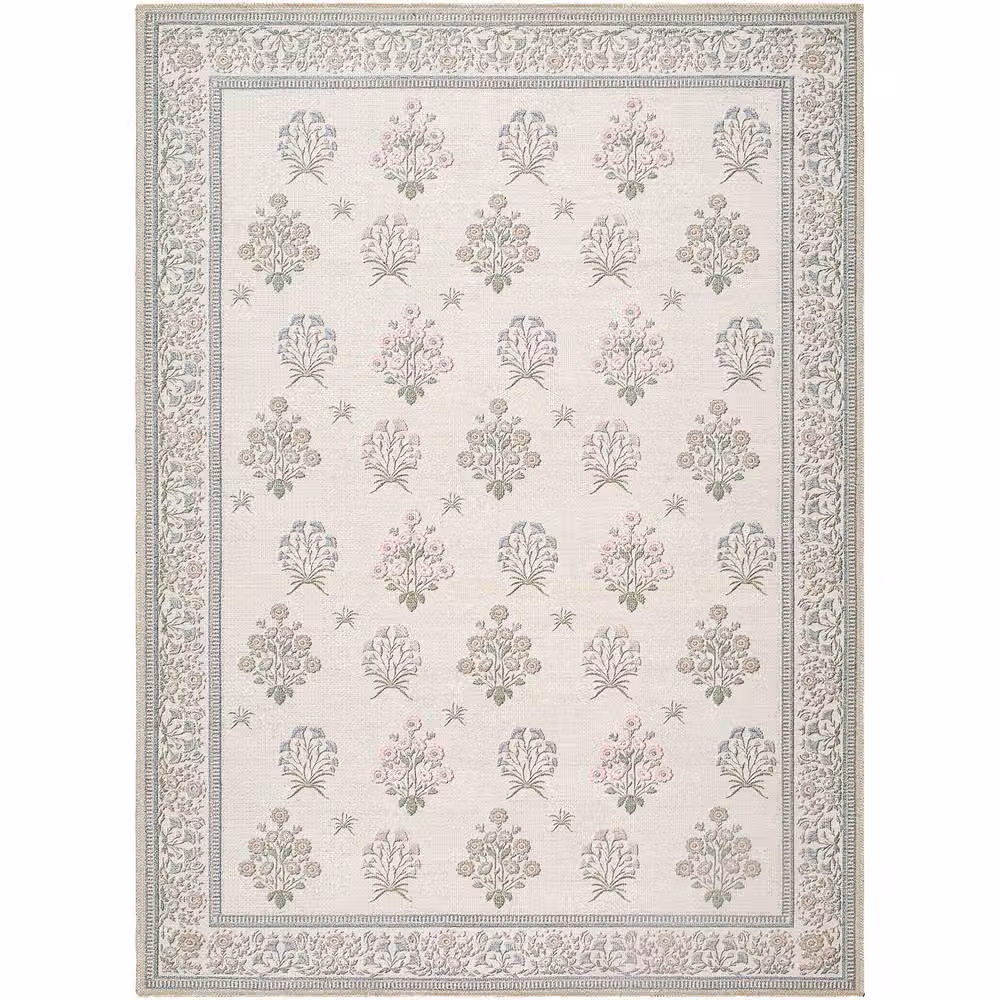 Livabliss Thistle Modern Floral Washable Living and Dining Room Rug in Multicolour Ivory, W: 160 cm, L: 220 cm – 2