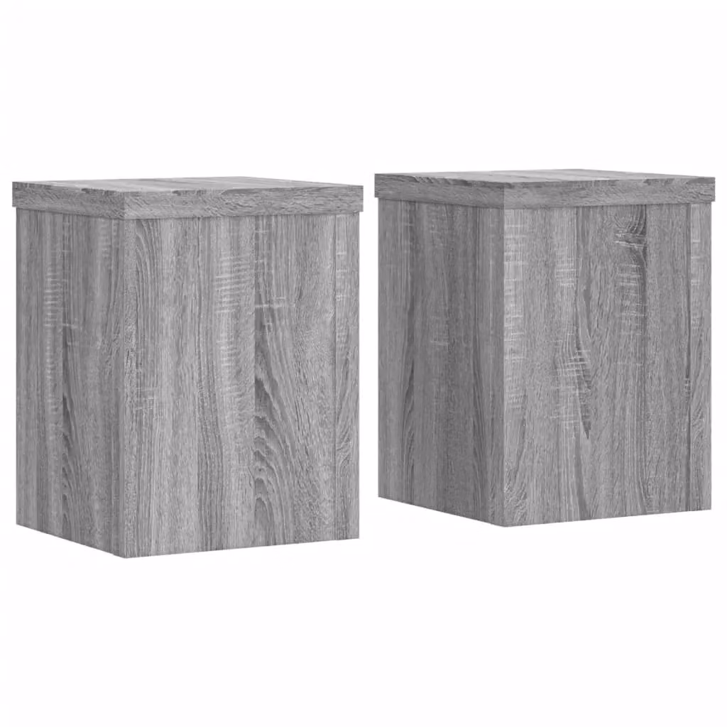 Berkfield Home Set of 2 Modern Square Plant Stands in Grey MDF, W/D/H: 15 x 15 x 20 cm – 2