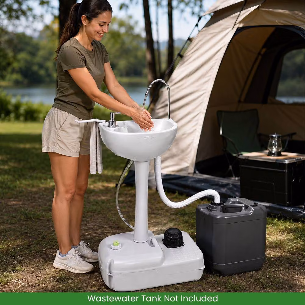 Costway Portable Hand-Wash Station with Rolling Wheels, Grey – 2