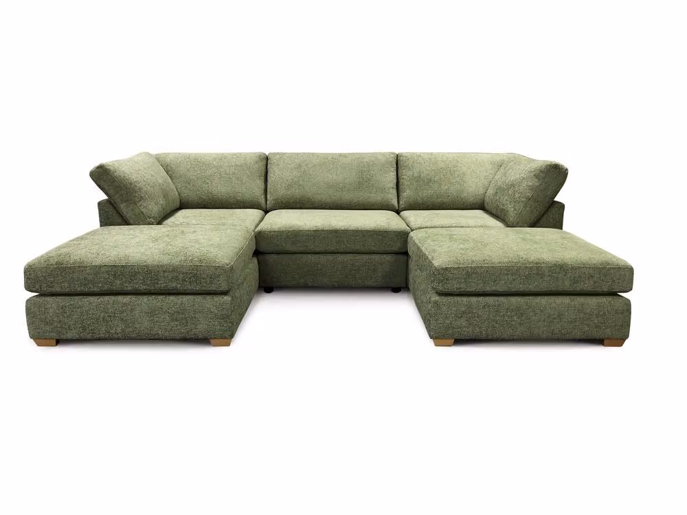 The Great Sofa Company Hyde U Shape Corner Sofa in Green with Matching Ottoman and Scatter Cushions – 2
