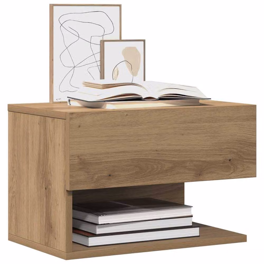 Berkfield Home Artisan Oak Wall-mounted Bedside Cabinet, Brown, W/D/H: 29.5 x 30.0 x 46.0 cm – 3
