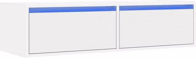 Berkfield Home Modern Glossy White TV Cabinet with LED Lights W/D/H: 100 x 35.5 x 25 cm