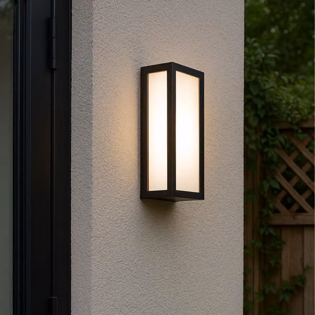 CGC Interiors Zola Black LED Outdoor Wall Light Box Lantern, W/D/H: 35 x 13 x 12 cm