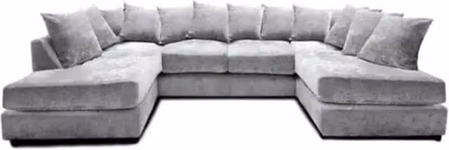 Snug Furniture Birmingham Ltd Ashton Chenille 6 Seater U-Shaped Corner Sofa in Silver – 1