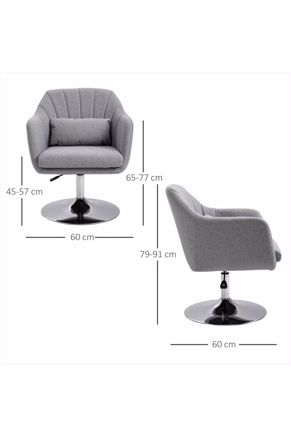 ERGOVEXA Swivel Accent Chair in Light Grey Linen Fabric with Armrests – 2