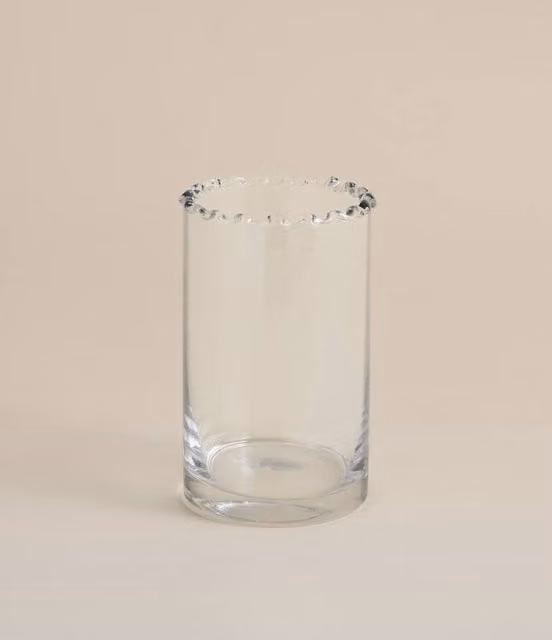 M&S Small Cylinder Frill Top Glass Vase in Clear Transparent