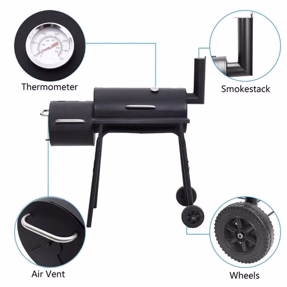 Kelvenix 2 Burner Charcoal BBQ Barbecue Grill in Black with Thermometer and Enamelled Steel Construction – 4