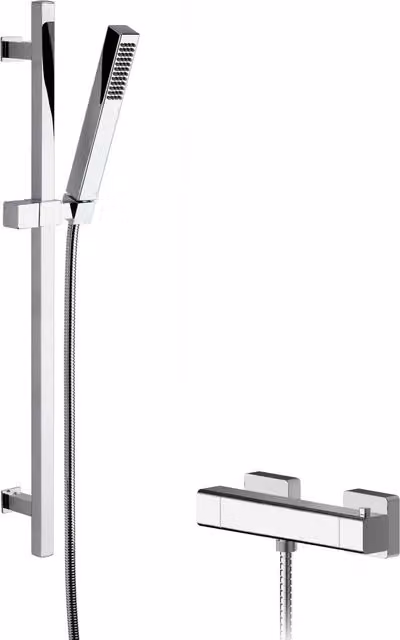Balterley Empire Square Bar Valve Slide Rail Shower Kit in Chrome Silver