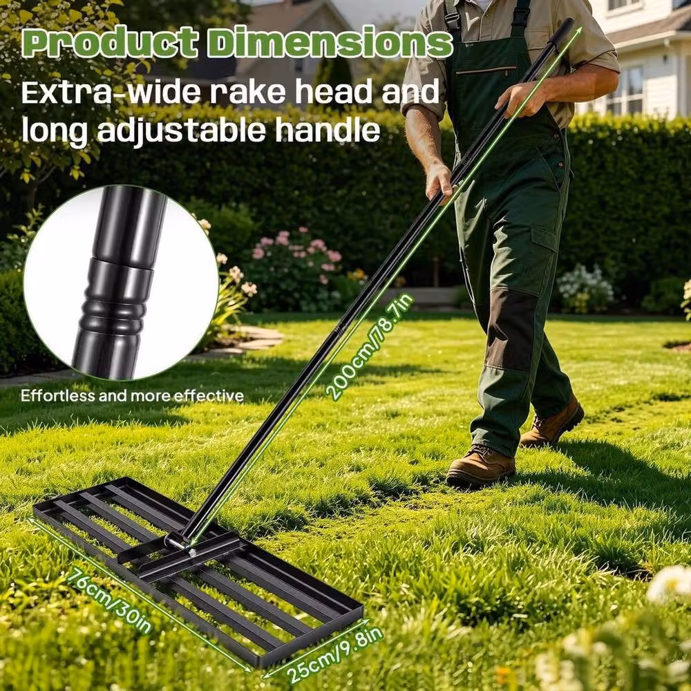 Kelvenix Heavy Duty Lawn Leveller Rake in Black – 2