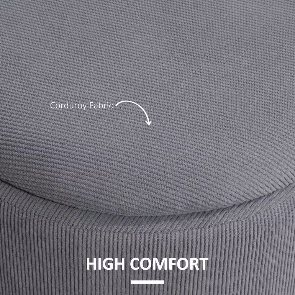 STILVORA Set of 2 Grey Corduroy Upholstered Cylindrical Storage Ottomans – 5