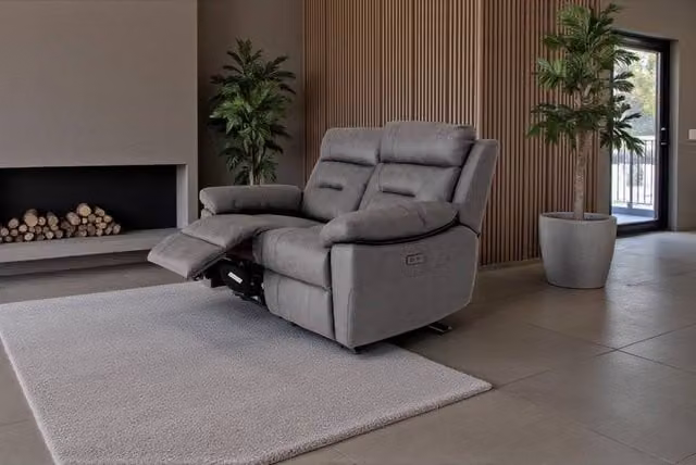 META Lucca 2 Seater Power Recliner Sofa in Dark Grey with USB Charging