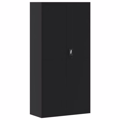 vidaXL Metal File Cabinet in Black with Adjustable Shelves and Lock, W/D/H: 90 x 40 x 180 cm