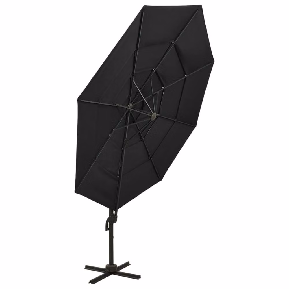 Berkfield Home 4-Tier Parasol with Aluminium Pole, Black, W: 300 cm, D: 300 cm, H: 247 cm – 2