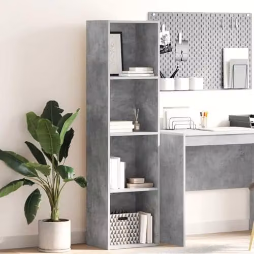 vidaXL Modern Grey MDF Bookcase with Back Panel W/D/H: 40 x 30 x 152 cm – 2