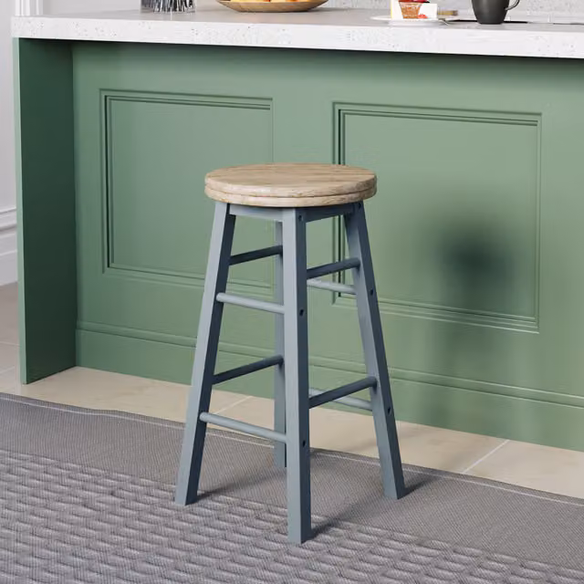 Vida Designs Grey Wooden Revolving Bar Stool