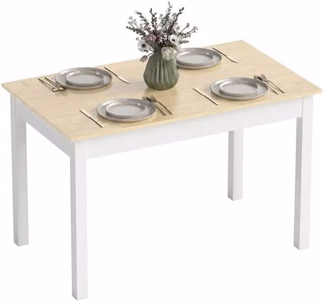 NESTLUNE Modern Rectangular Dining Table in White and Oak for 4 to 6 People – 1