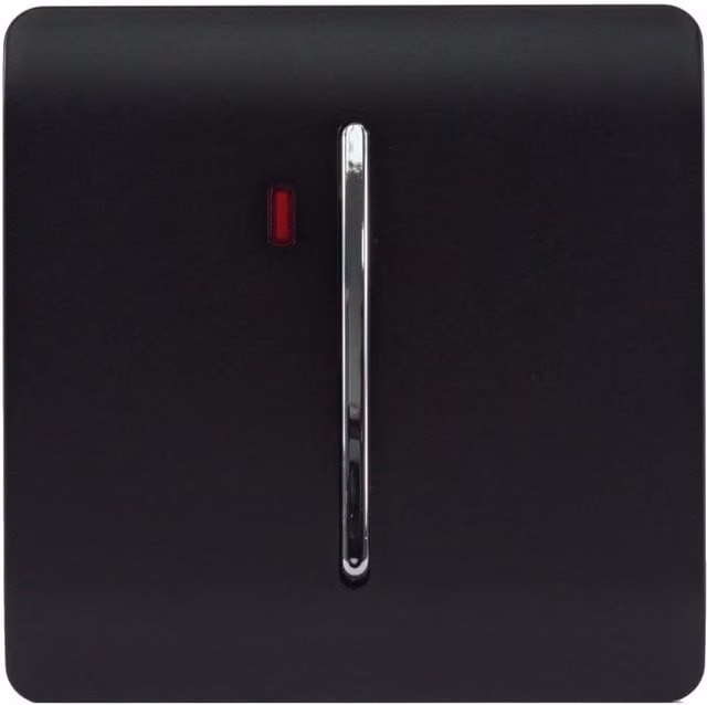 Trendi 45 A Flush Cooker Switch with Neon Insert in Matt Black