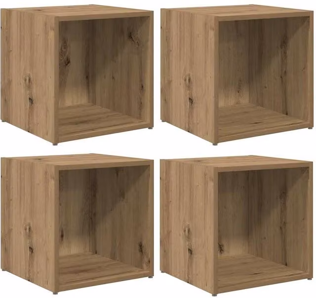 Berkfield Home Artisan Oak TV Cabinets, 4 Piece Set in Brown, W/D/H: 37 x 35 x 37 cm