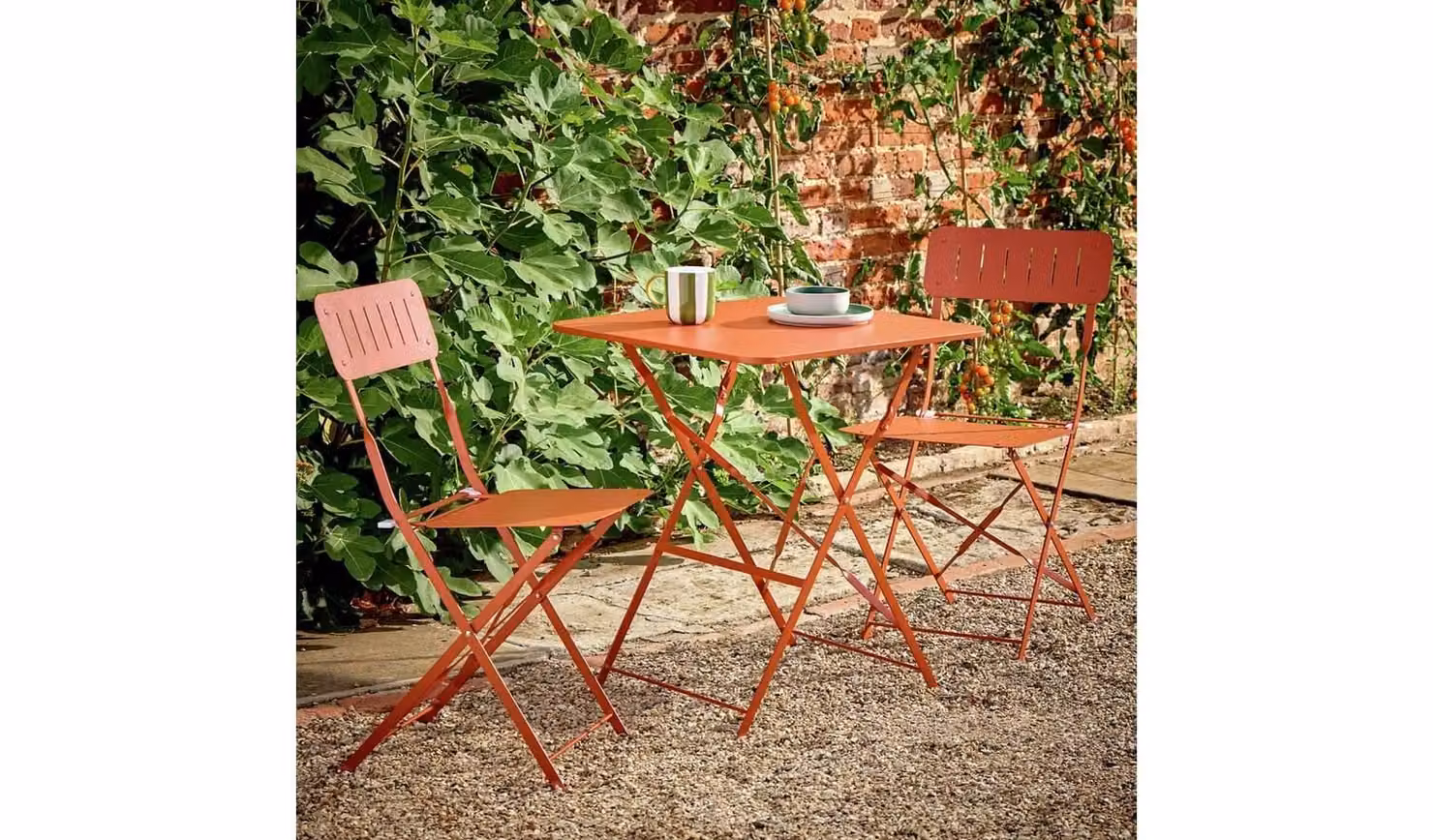 Eden 2 Seater Metal Bistro Set in Orange for Garden, Balcony or Terrace