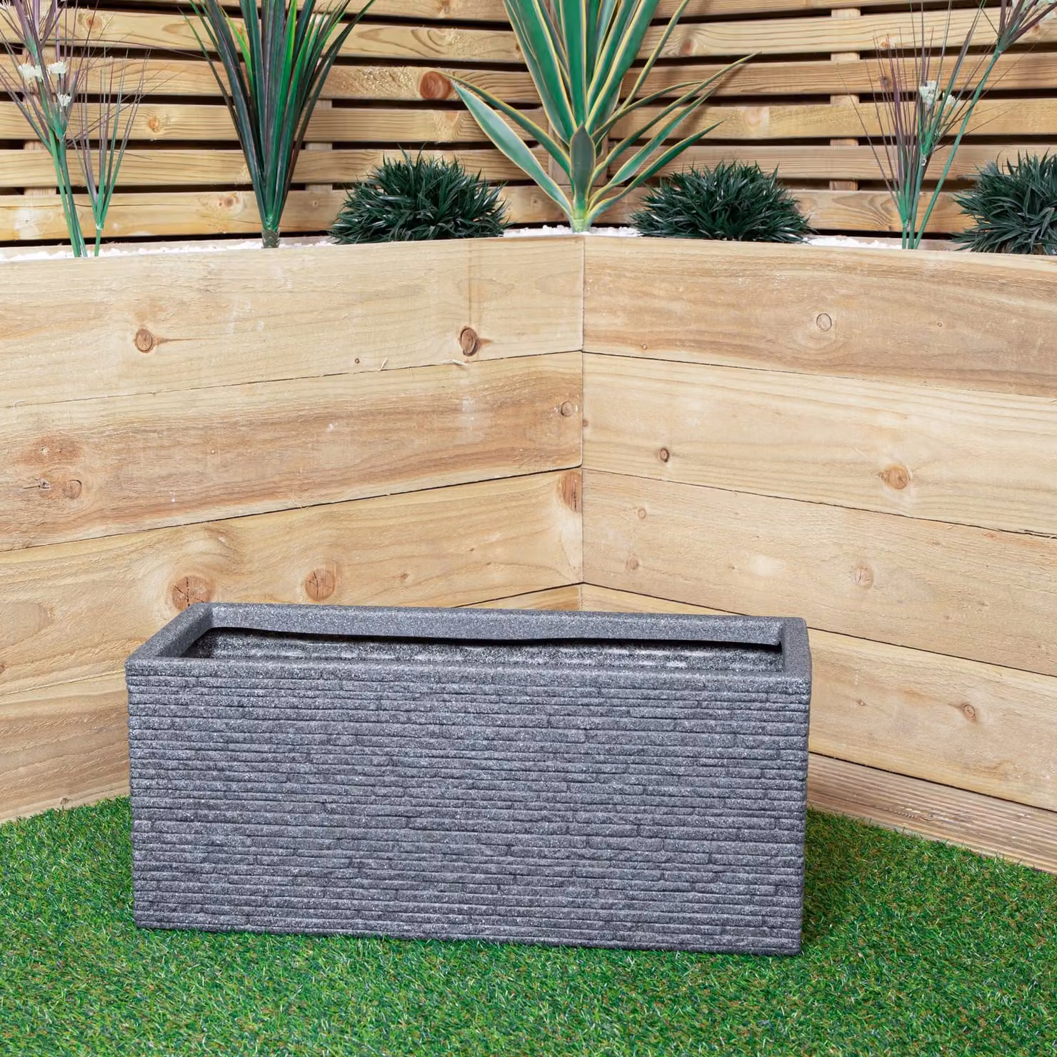 Samuel Alexander Grey Slate Effect Plastic Garden Planter Tub W: 25 cm, D: 25 cm, H: 25 cm – 4