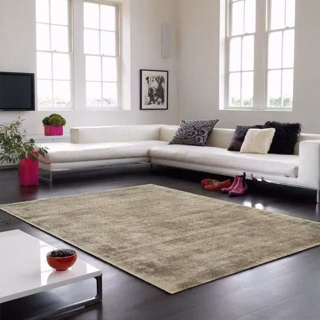 The Rug Shop UK Grey Handmade Plain Viscose Luxurious Easy To Clean Cotton Backing Rug W: 160 cm, D: 230 cm – 1