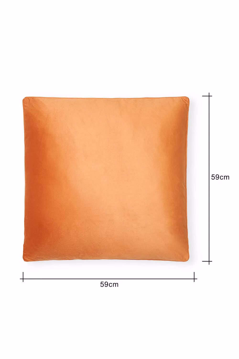 BHS Large Orange Velour Square Piped Cushion, W: 59.0 cm x D: 59.0 cm – 3