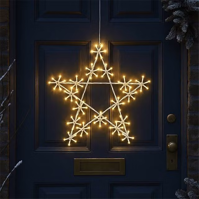 Xmas Haus Warm White LED Metal Star Outdoor Decoration, 50 cm, 3 m Lead – 1