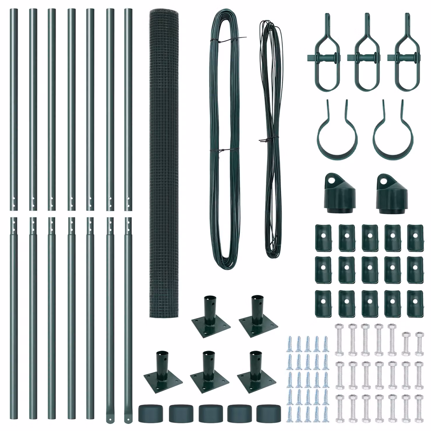 Berkfield Home Green Steel Welded Wire Fence with 7 Flanged Posts, W: 140 cm, L: 10 m – 3