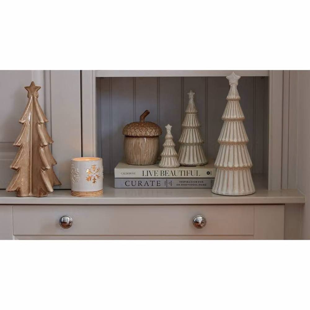 Lemon Pavilion Alora Snowy Layered Christmas Tree with Star in White, W/D/H: 11 x 11 x 33 cm – 2