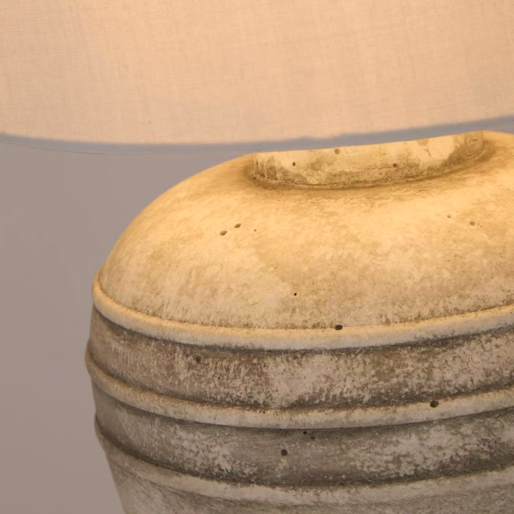 Lighting Collection Stone Effect Ceramic Table Lamp with Grey Shade – 3