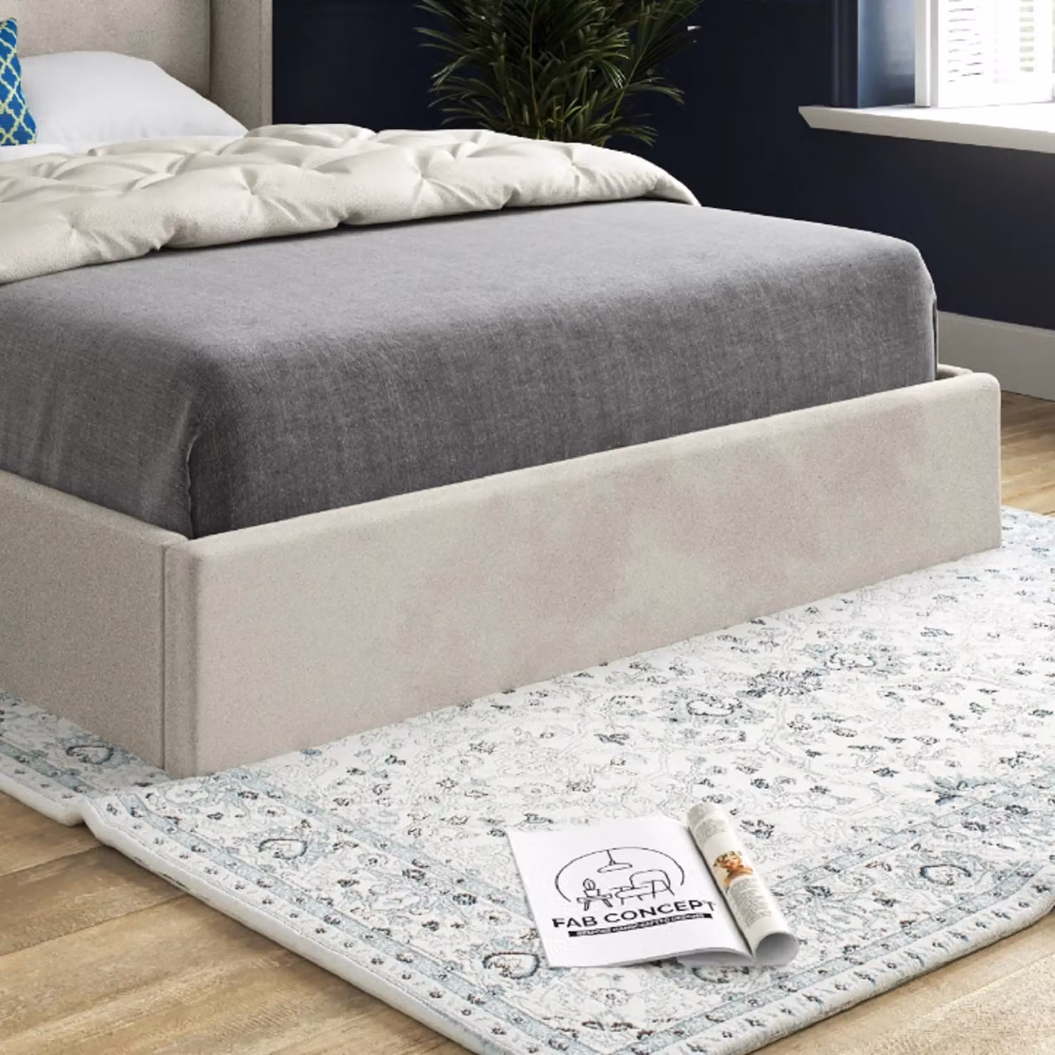 KDMD Nuno Straight Winged Upholstered Soft Velvet Bed Frame in Beige, Small Single – 3