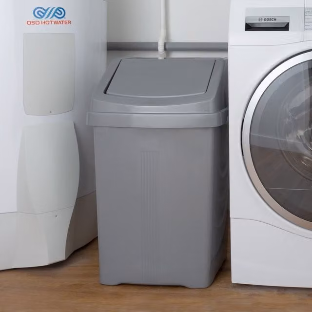 Wham 15L Plastic Swing Top Small Waste Bin in Silver and Grey – 1