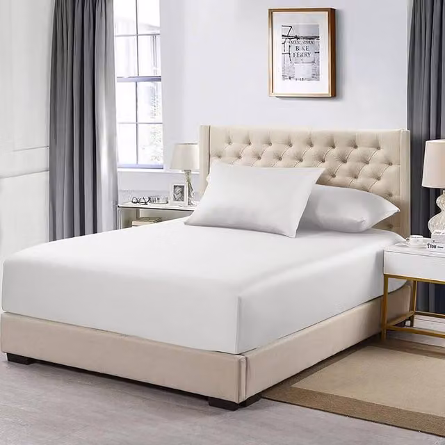 Homes-Linen 100% Egyptian Cotton 200TC Fitted Sheet in White, Single, W/D/H: 90 x 200 x 30 cm – 1