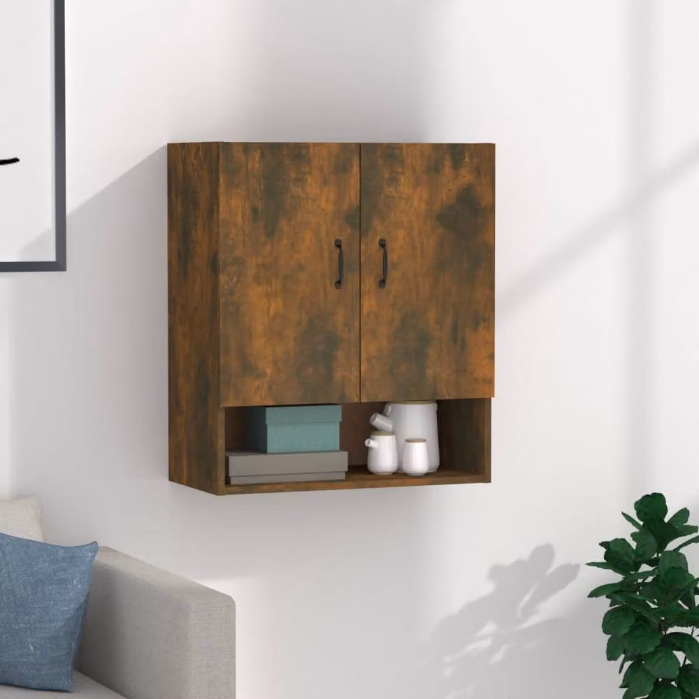 Berkfield Home Smoked Oak Wall Cabinet in Brown, W/D/H: 60 x 31 x 70 cm – 2