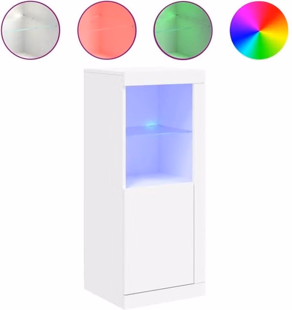 Berkfield Home Modern White Sideboard with Integrated LED Lighting W/D/H: 41 x 37 x 100 cm