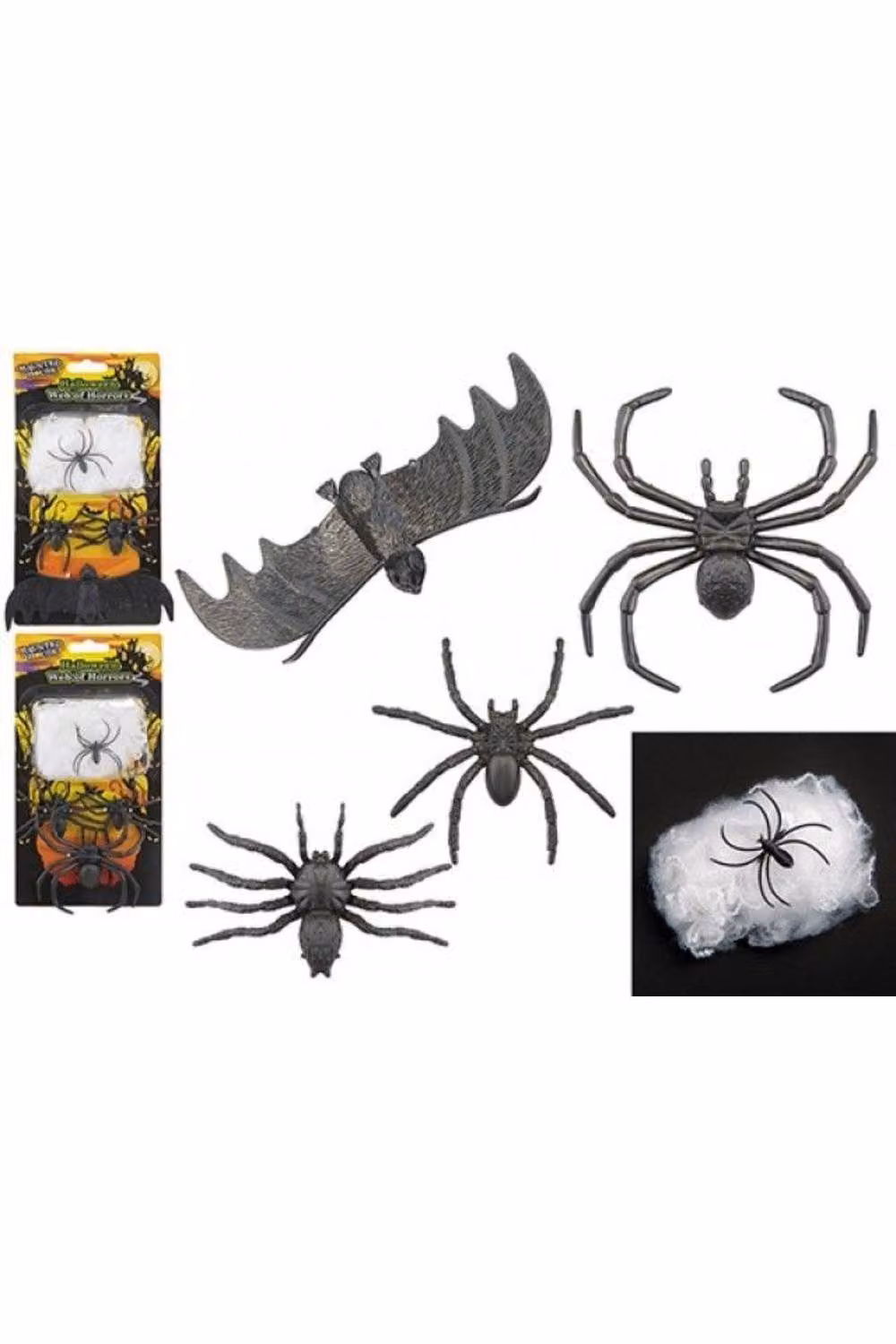 KDMD Halloween Hanging Spider and Bat Webs, 4 Pack, Black – 2