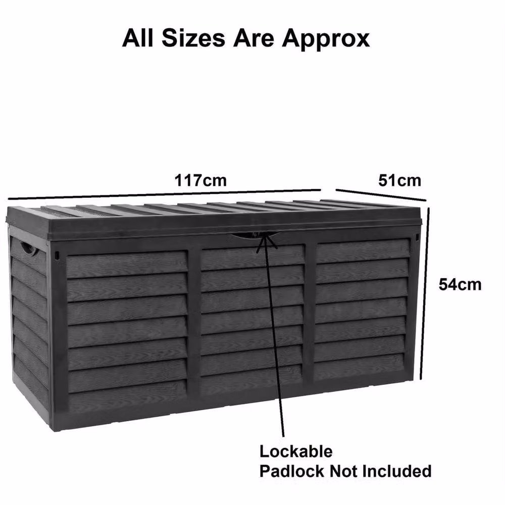 Havendro 320L Black Plastic Outdoor Garden Storage Box W/D/H: 117 x 51 x 51 cm – 2