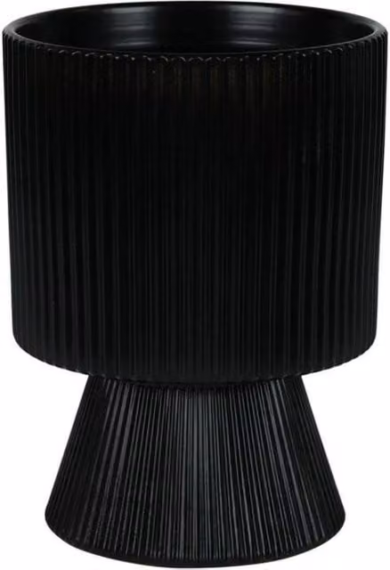 KDMD Hortus Oslo Ceramic Tabletop Pot, Black, W: 16 cm, D: 16 cm, H: 22.5 cm – 1